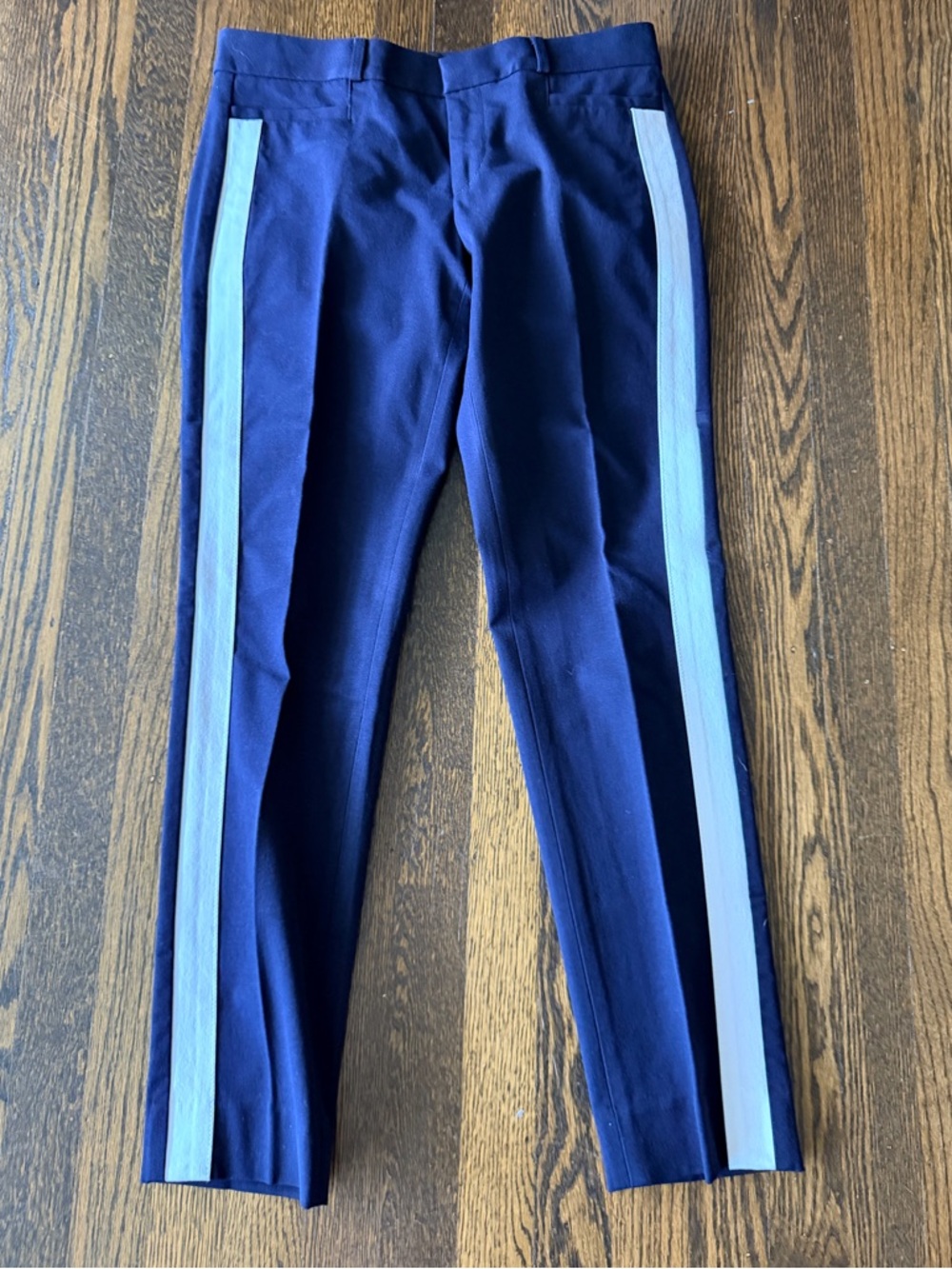 Banana Republic Sloan Navy Blue Chinos with white Side Stripes 4